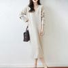 Women Sweater Dress 100% Wool TIDENOVEL V-neck Knit Long Pullover Winter Jumpers Wool Long Dress Female