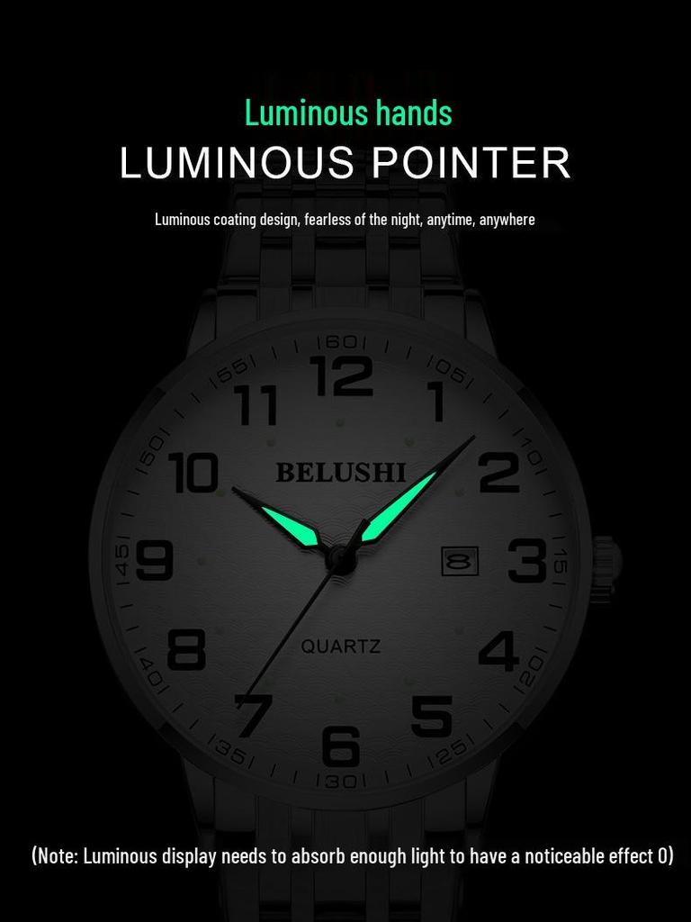 Selected Beroz Luminous Quartz Watches for Couples - Waterproof, Large Numbers, Suitable for Middle-Aged and Elderly Men