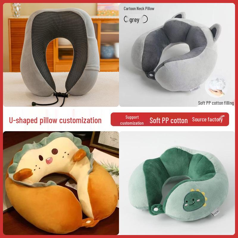 Customized Cartoon U-Shape Neck Pillow with Logo - Perfect for Cervical Support, Travel Comfort, and Company Gifts