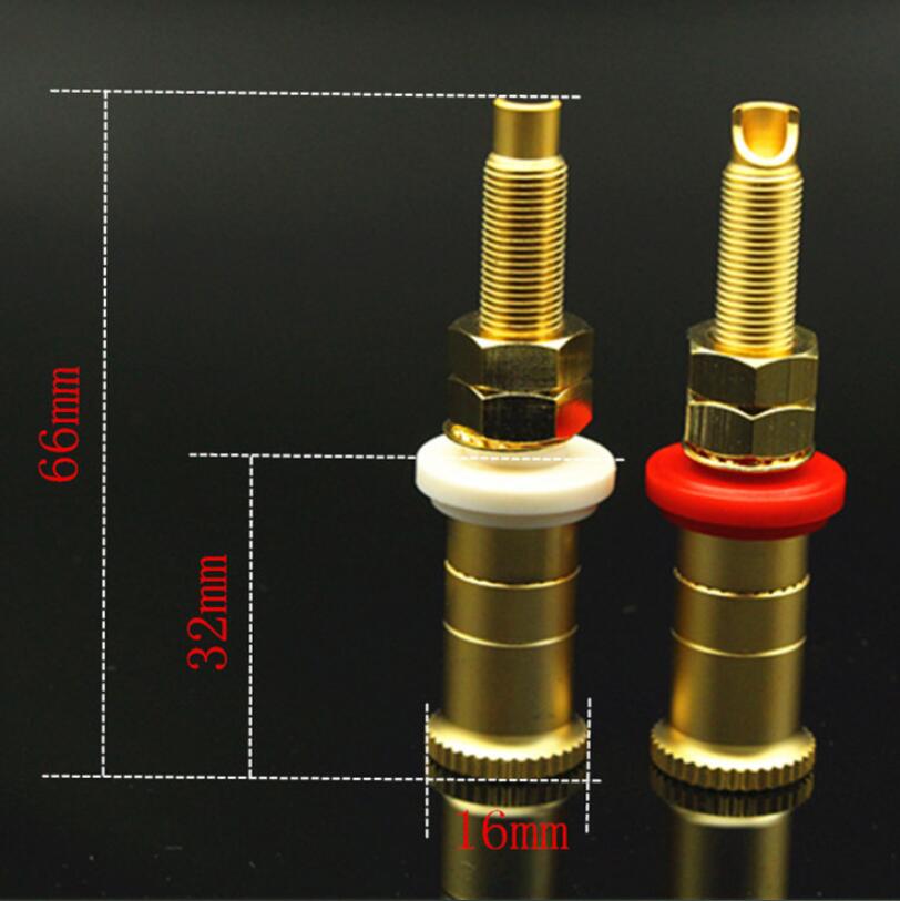 2Pcs Gold Plated Brass HIFI Binding Post Banana Plug Socket Terminal Connector For Amplifier Speaker Audio Cable Home Theater  Wiring Accessory
