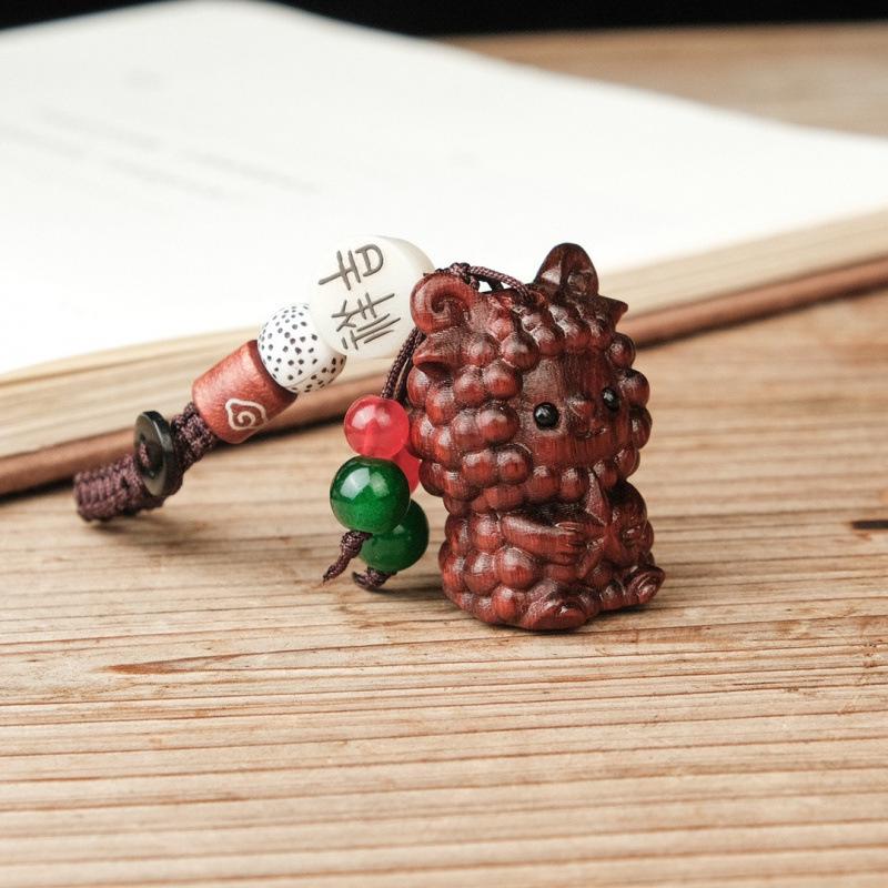 Rosewood Zodiac Animal Charm: Cute Pendant for Phone, Bag, or USB Flash Drive