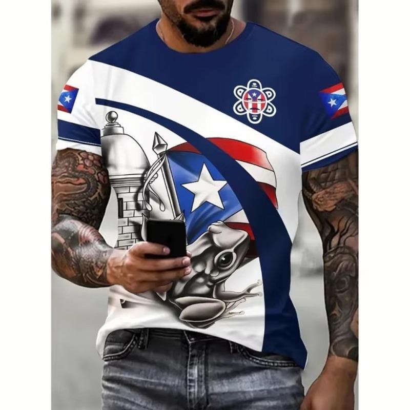Πουέρτο Ρίκο Ανδρικό T-Shirt Κοντομάνικο T-Shirt Με Σχέδιο Σημαίας Εκτυπωμένο T-Shirt Oversized Ανδρικά Ρούχα Μπλούζες Με Στρογγυλή Λαιμόκοψη Εξωτερικού Χώρου Streetwear