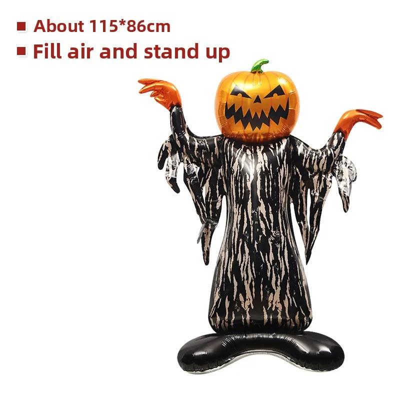 Halloween Inflatable Pumpkin Tree Standing Large Foil Balloon Happy Witch Ghost Grim Reaper Party Decor Supplies