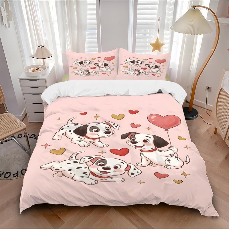 3Pcs Dalmatian Puppies Love Balloon Bedding Sets For All Sizes New 3D Printed Bed Cover Comforter Duvet Cover Pillowcase Bedroom Decoration