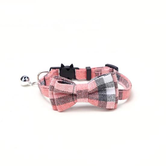 Yousheng Pet collar, bell, bow, British plaid cloth collar, cat and dog collar