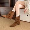 New Fashion Vintage Design Pointed Toe Women Ankle Boots Fashion Slip On Short Booties Autumn Winter Shoes For Woman