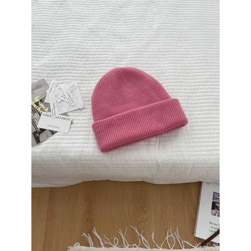Sheep Wool Solid Color Versatile Knitted Hat Warm Autumn and Winter Woolen Hat High Quality Small Face