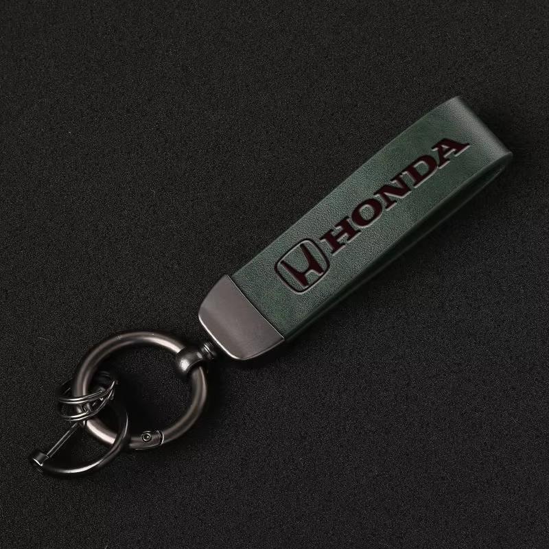 Honda Car Logo Key Chain Metal Leather Keyring Auto Keychain For Honda Pilot Odyssey Civic HR-V Prologue ZR-V Passport Fit Freed SM1