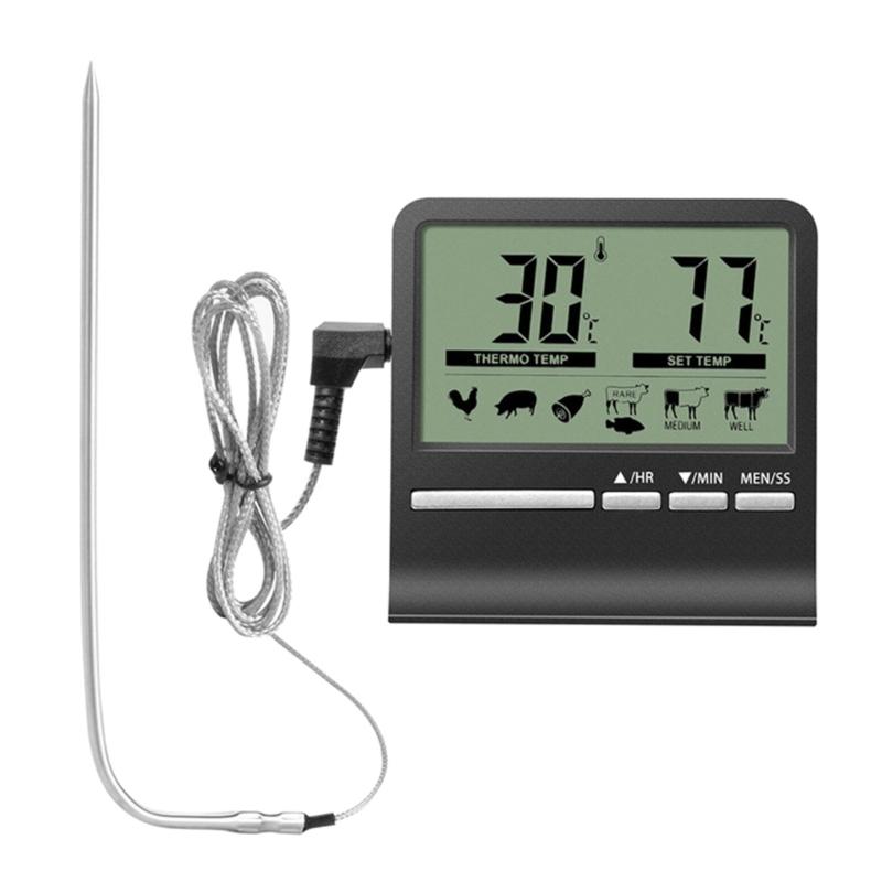 Meat Thermometer, with Long Probes, Digital Meat Thermometer KitchenTimer, GrillThermometer, Food Meat Thermometer