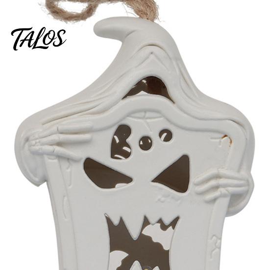 Hollow Carved Props Halloween Light Up Tombstone Ornaments, Spooky Small Hanging Graveyard Decoration with Durable Plastic Decor LED for Haunted