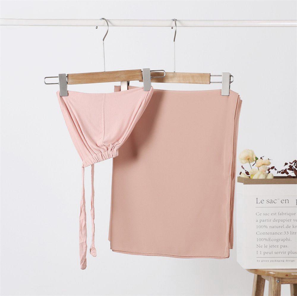 Verstellbare Mütze & Chiffon-Schal Set: Perl-Chiffon-Kopftuch + 2 Sonnenschutz-Baumwollkappen