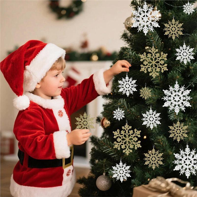 Premium-Snowflake Ornament Set 36Pcs- Plastic Christmas For Tree Decorations, Glitter Snowflakes For Holiday For Tree Flake