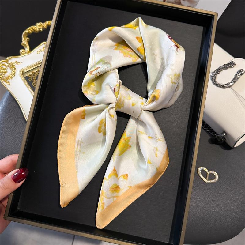 Print 70cm Silk Satin Headkerchief Women Luxury Design Neck Tie Scarf Female Hair Hand Wrist Foulard Shawl Hijab Bandana Scarves