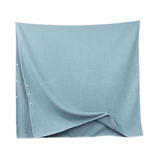 Lightweight Wearable Spa Robe Waffle Microfiber Bath Towel, Quick Drying Towel with Snap Versatile Bathing Accessory for Travel Button, Soft