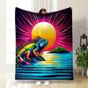 Vibrant Iguana at Sunset print blanket soft and cozy perfect for the living room bed sofa or a nap,gift