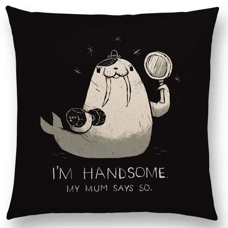 Magical Animals Sofa Throw Pillow Case Fantasy Adventure Fairy Tales Bear Walrus Wild Boar Bird Dog Cushion Cover