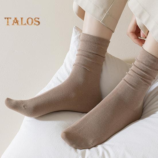 1 pár dámských ponožek střední trubice bez zápachu retro jednobarevné vysoká elasticita protiskluzová prodyšná měkká absorbce potu sportovní bavlněné ponožky proti smršťování