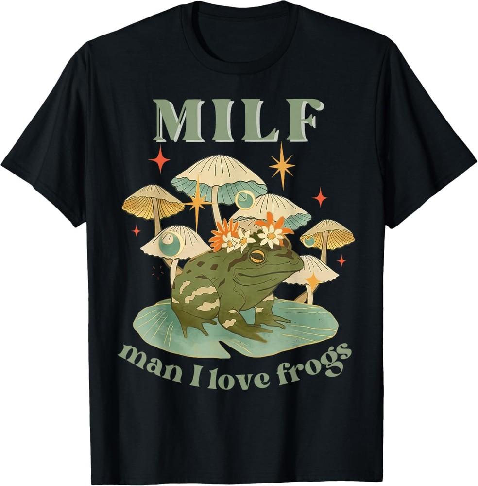 

MILF Man I Love Frogs Vintage Retro Frog And Fungi Mushroom T-Shirt Unisex T-Shirt XL
