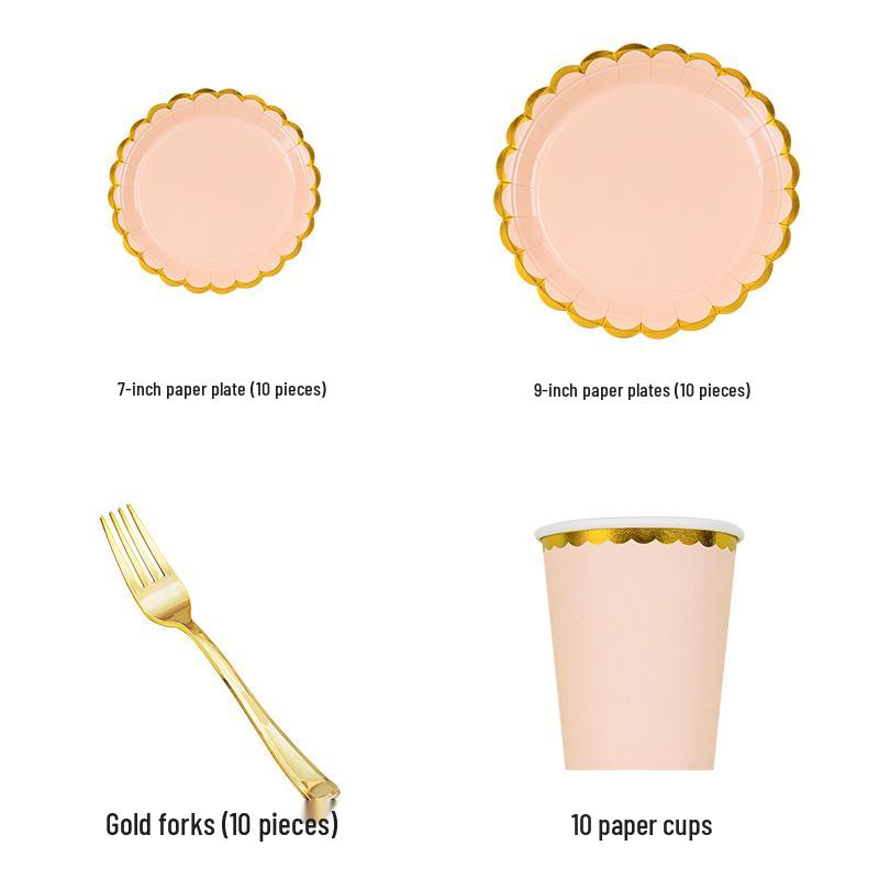 Disposable Party Supplies Set: Paper Plates and Cups for Birthdays and Weddings
