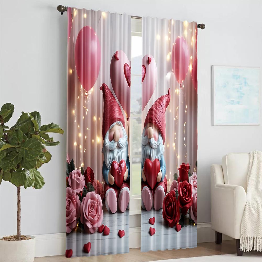 Set Of 2 Versatile Polyester Transparent Curtains Home Decoration Valentine Use Bedrooms Living Rooms Curtain Ideal For Room