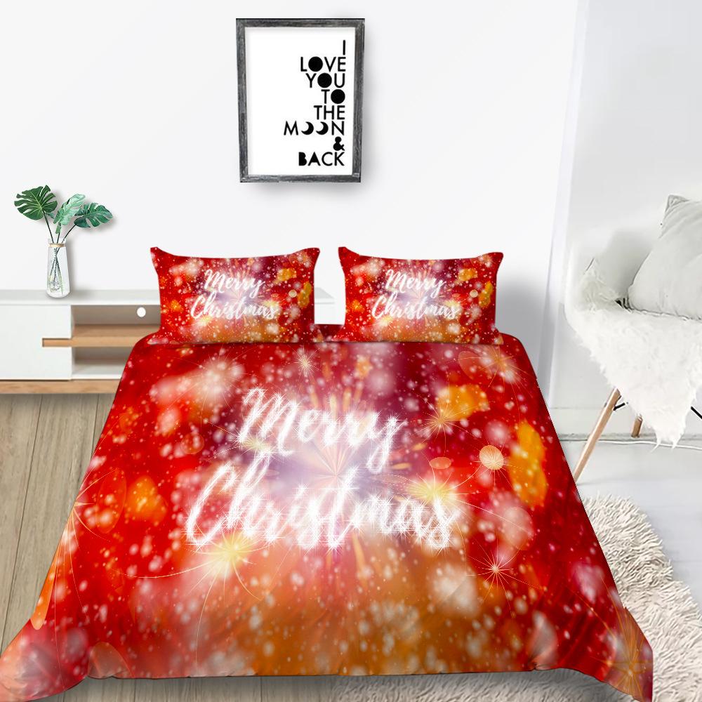 Christmas Gift Quilt Cover Pillowcase Two Or Three Piece Set 3D Digital Printing Polyester
