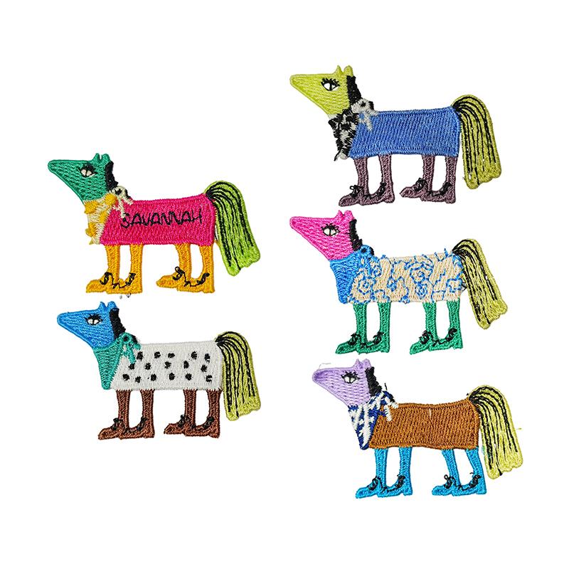 Cartoon Pony Studded Patch Decorative Embroidery DIY Cloth Applique Bag Hat Various Styles Cute Fabric Patch Sewing 5 Styles