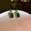 New 2025 Green Color Women Earrings Geometric Statement Korean Fashion Crystal Elegant Dangle Earrings Aretes De Mujer Modernos