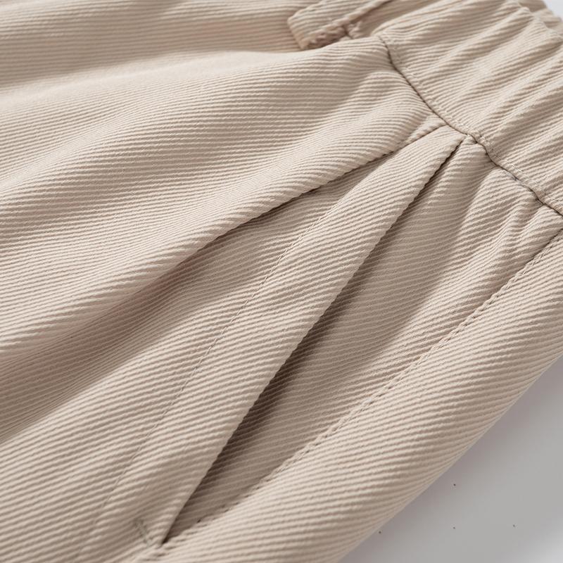 Men's Black Casual Chino Shorts Elastic Waist, Button Fly, Pocket Design for Summer Streetwear & Daily Wear