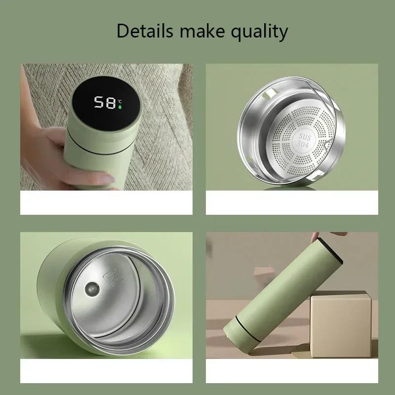 500ML High-Quality 316 Stainless Steel Smart Thermos Insulated Tea and Water Separation Cup for Men Women Best Christmas Gift