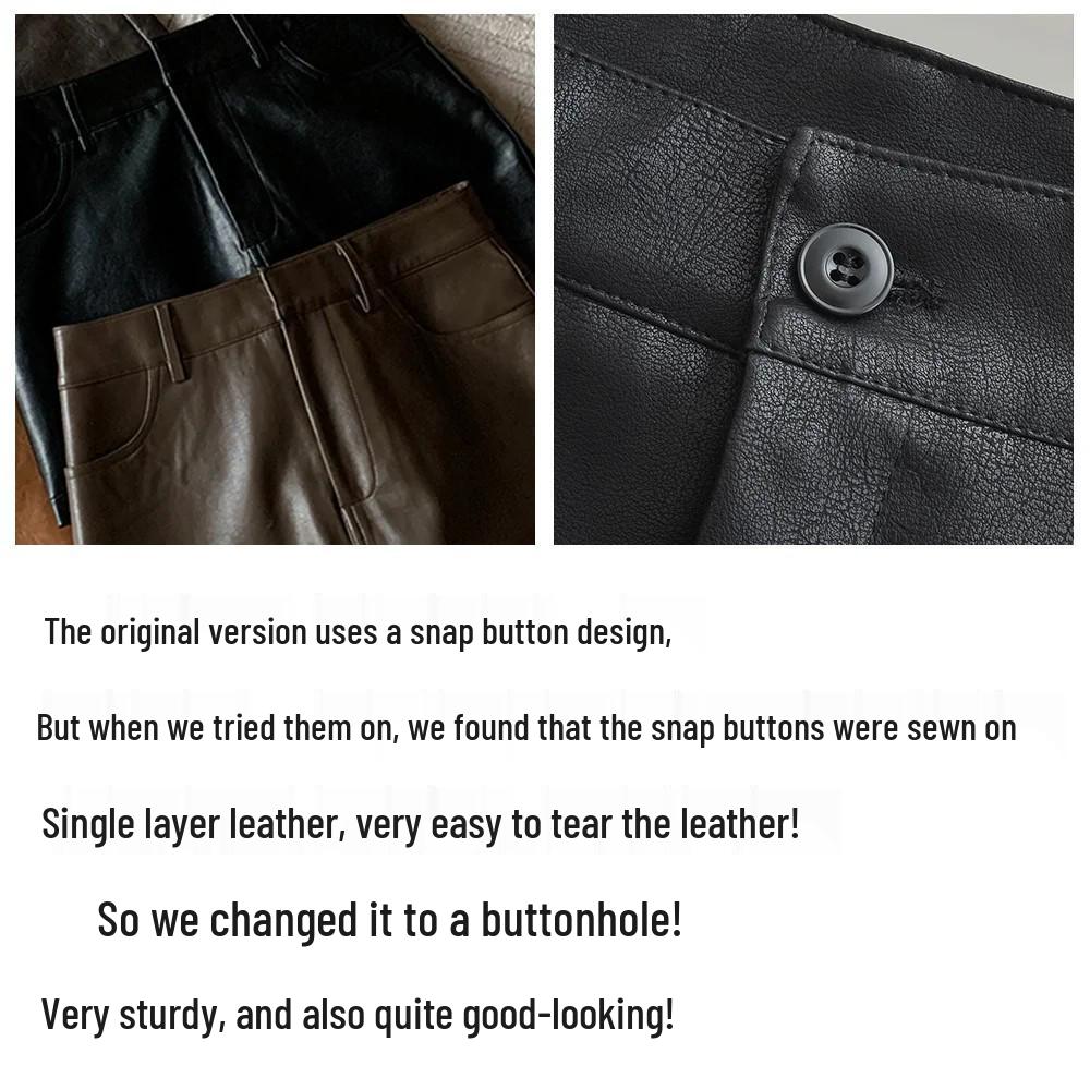 2025 High-Waist Anti-Exposure PU A-Line Skirt with Underpants - Sexy Autumn/Winter Hip-Hugging Skirt