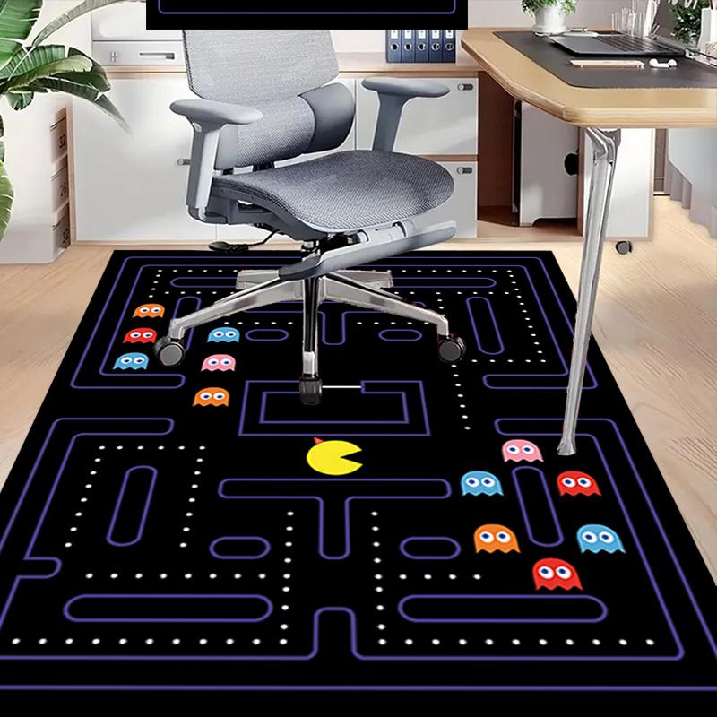 1pc Pacman Maze Adventure Carpet for Playroom Bedroom Living Room Sofa Home Decor,kids Game Area Rug Non-slip Floor Mat Y730140