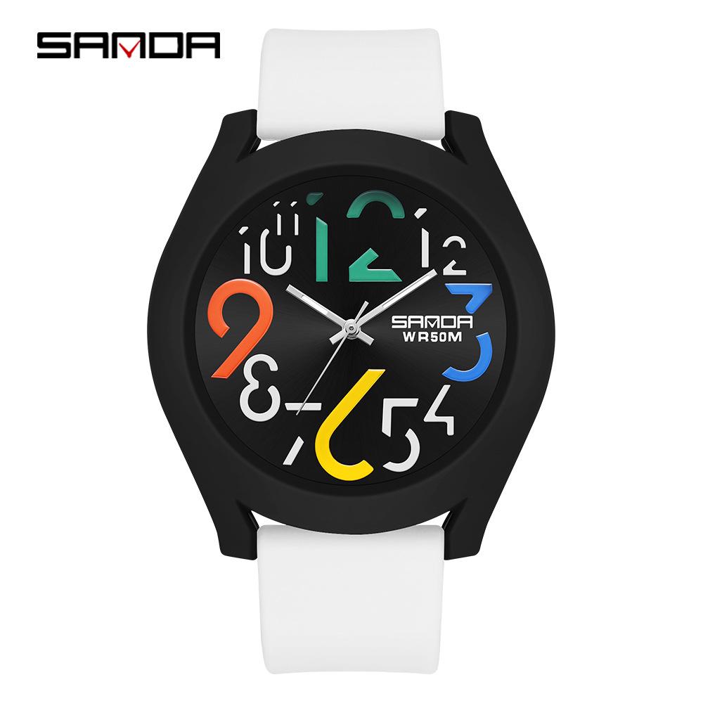 Sanda 9021 Silicone Bezel Quartz Watch: Unisex Digital Fashion Wristwatch