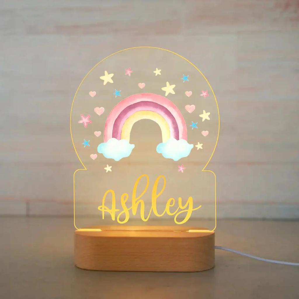 Personalized Animal Night Light - Custom Name Acrylic Lamp for Kids Bedroom Decor Baby Birthday Christmas Gift
