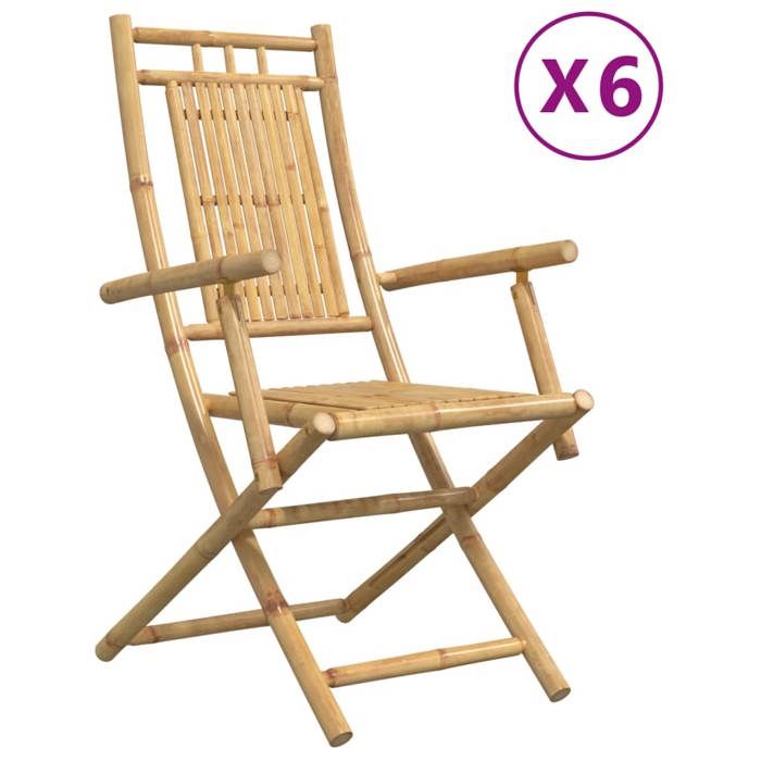 VidaXL Folding Garden Chairs Set of 6 53x66x99 Cm Bamboo, Folding Chair, Outdoor Furniture, Dining Chair, Furniture 3278515