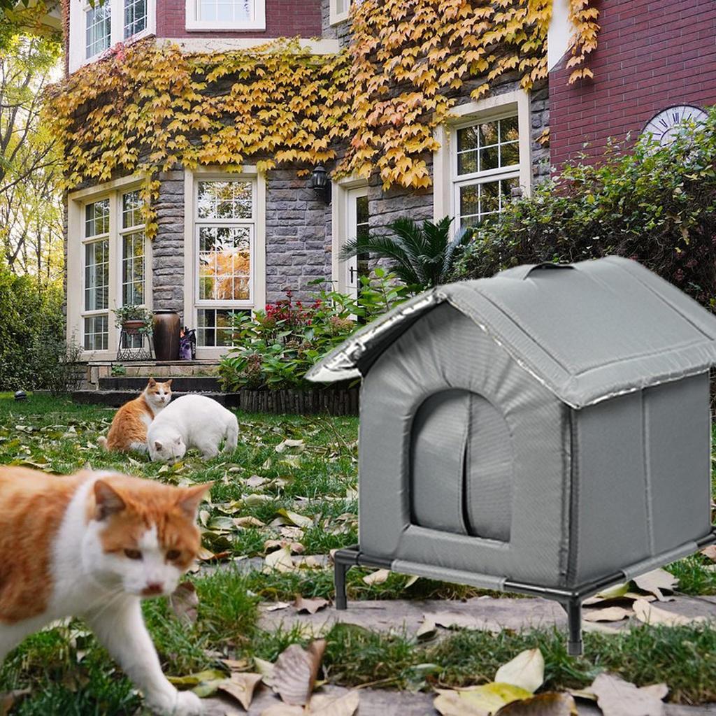 Outdoor Cat House Elevated Warm Protection Shelter Pet Supplies for Winter Barn Community