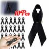 10Pcs Portable Memorial Black Ribbon Brooch Souvenir Queen Black Badge Pin Black Mourning Bow Brooch for Funerals and Mourning
