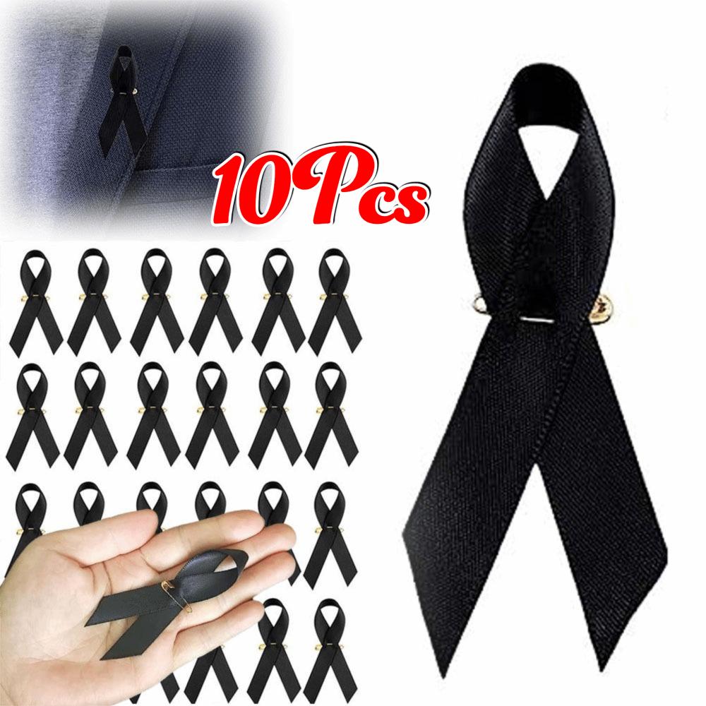 10Pcs Portable Memorial Black Ribbon Brooch Souvenir Queen Black Badge Pin Black Mourning Bow Brooch for Funerals and Mourning