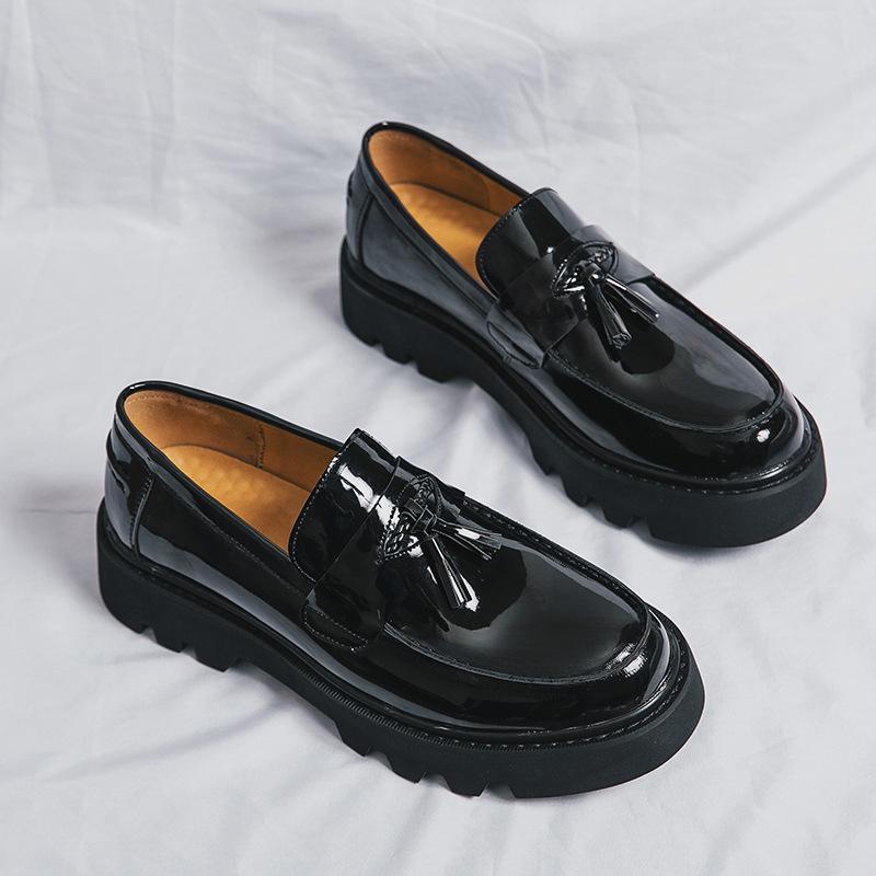 Men s Large Patent Leather Slip-on Formal Business Shoes - British Korean Style for Suits 45 чёрный