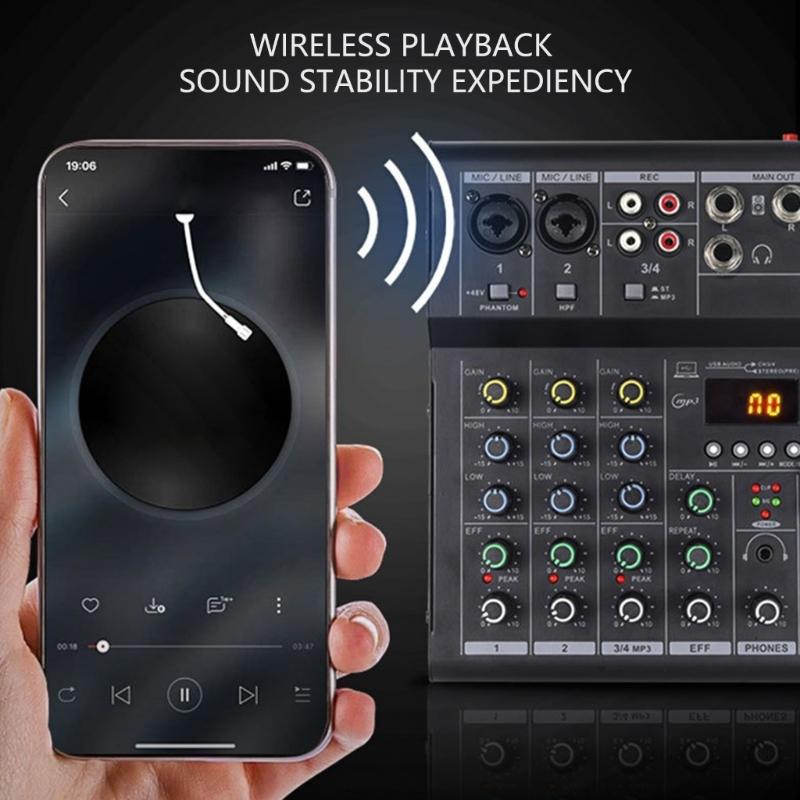 Compactly 2Channel Bluetooth-compatible Audios Mixer With 48V Phantoms Power For Studio Recording And Live Performances
