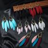 Ethnic Retro Multicolor Feather & Beaded Circle Dangle Earrings