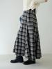 Oufan Women's Retro High Waist Irregular Plaid Long Skirt 11115