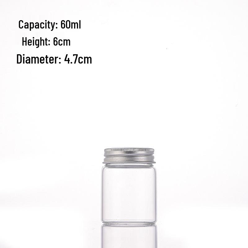 47mm Aluminum-Capped High Borosilicate Glass Bottle for Candy, Medicine Capsules, Cordyceps, and Floral Tea Packaging