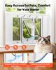 Cat Door for Window, Adjustable To Fit Window Width 686-813 Mm, 4 Secure Lock Modes, Aluminum Frame and High-Transparency Glass, Magnetic Closure,