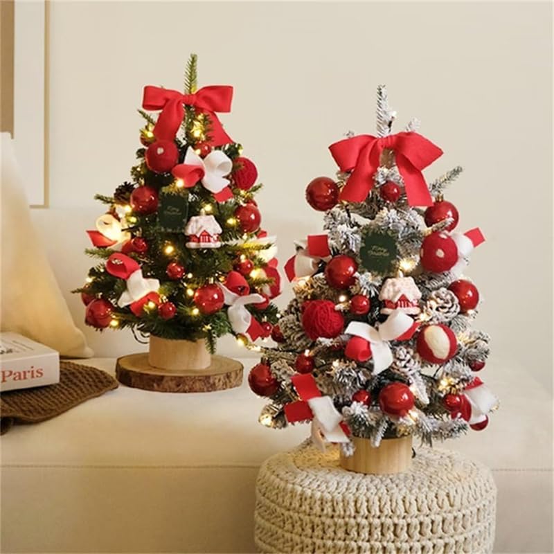 YAYAMIYA Mini Christmas Tree, Tabletop Tree, Artificial Pine Tree, Christmas Decoration, Mini Tree with LED Illumination Lights, Battery Operated, wit