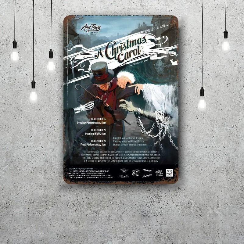 Christmas Metal Poster Sign, Festive Wall Art Decor