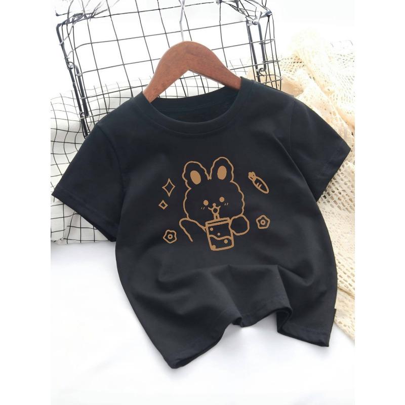 European Size Childrens Round Neck T-Shirt A Casual and Stylish Print Top