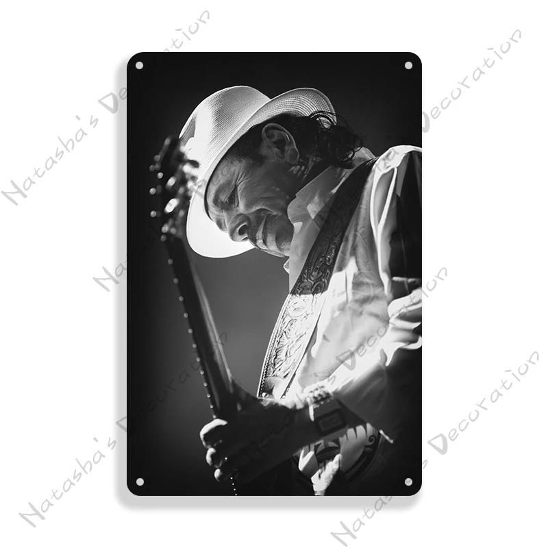 Rockmusik Poster Santana Metallschild ROCK Band Schild Bar Cafe Club Metallplatte Vintage Metallplakette Garage Cafe Wanddeko Schilder