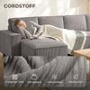 Corner Sofa with Double Chaise Lounges, U-Shaped Sofa Made of Corduroy Fabric with Wide and Deep Seat, Spring Cushions, Light Grey