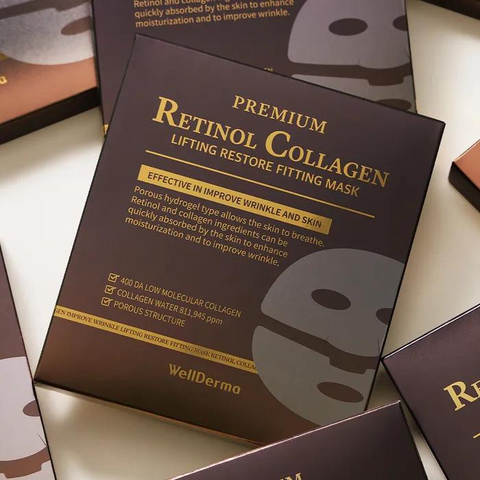 Elasticity and Glow_ Premium Wrinkle/Pore/Whitening/Moisture _ Wellderma Retinol Collagen Restore Hydrogel Fitting Mask Pack 4 Sheets