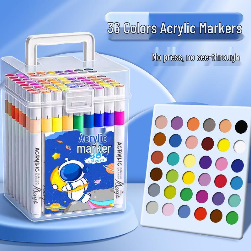 Acrylic Markers: 36 Color Washable, Stackable, Opaque Watercolor Pens for Children's Art Projects
